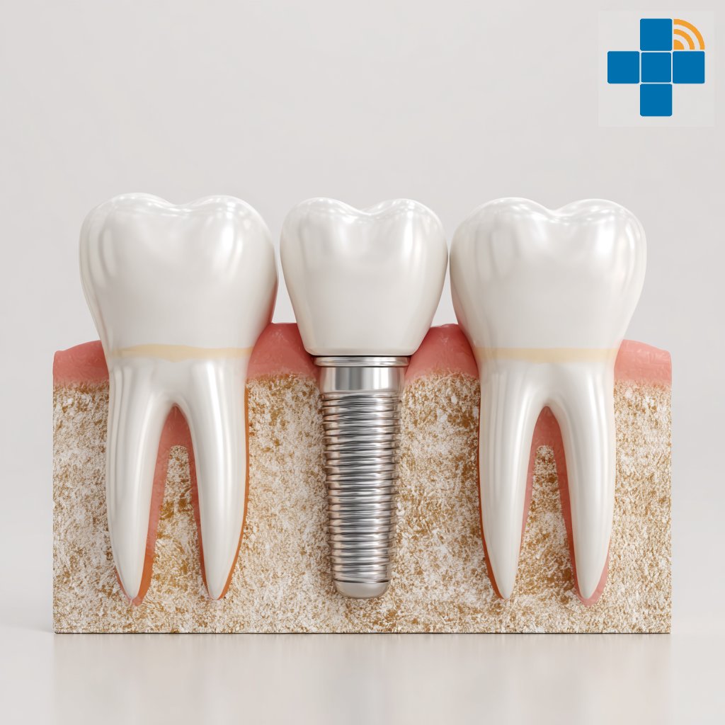 Implant dentaire en action dans un contexte médical esthétique.